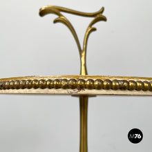 Load image into Gallery viewer, Coffee table in brass and wood with marble effect, 1960s
