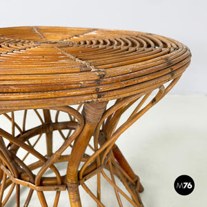 Round coffee table in rattan, 1960s