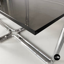 画像をギャラリービューアに読み込む, Dining table in smoked glass and steel, 1970s
