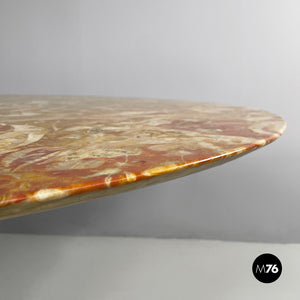 Dining table in red marble and steel, 1970s