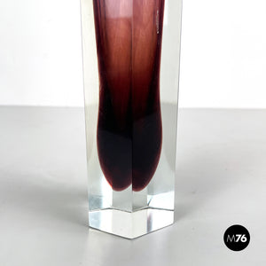 Burgundy Murano glass vase, 1970s