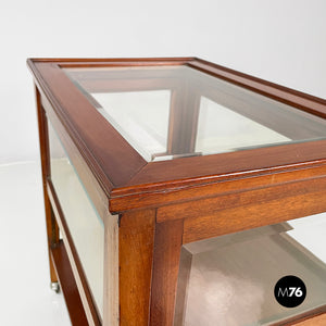 Cart with bar compartment in wood and glass, late 1800s