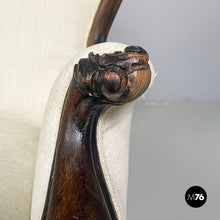Load image into Gallery viewer, Armchairs in wood and white fabric, 1930s

