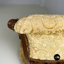 Charger l&#39;image dans la galerie, Armchairs in wood and yellow fabric, end of 1800s
