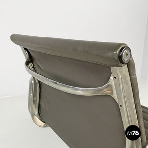 Dark grey leather office chair by Charles and Ray Eames for ICF, 1970s