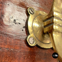 将图片加载到图库查看器，Wall coat rack in wood and brass, 1920s
