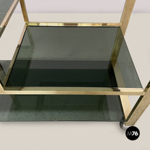Carica l'immagine nel visualizzatore di Gallery, Brass and smoked glass bar cart, 1970s
