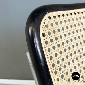 Chair in straw, black wood and steel, 1960s