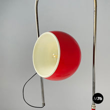 Carica l&#39;immagine nel visualizzatore di Gallery, Adjustable floor lamp in red metal, 1970s
