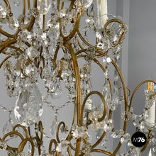 Carica l&#39;immagine nel visualizzatore di Gallery, Glass drop chandelier with brass structure, 1900-1950s
