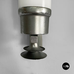 Wall lamps in opaline glass and metal, 1930s