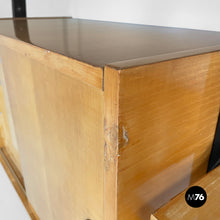 Load image into Gallery viewer, Modular bookcase in wood and black metal, 1960s
