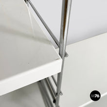 Load image into Gallery viewer, Modular wall bookcase in white metal and steel, 1980s
