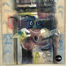 Load image into Gallery viewer, Mixed media painting on paper by Ibrahim Kodra, 1983

