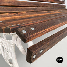Load image into Gallery viewer, Wooden and white cast iron bench, 1930s
