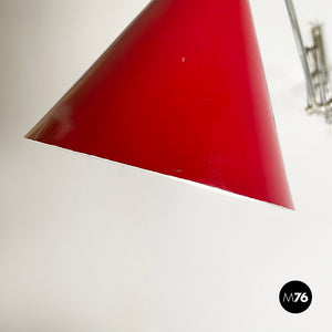 Pantograph wall lamp in red metal, 1960s