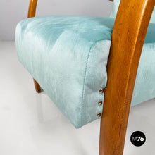 将图片加载到图库查看器，Armchairs in light blue and wood, 1950s
