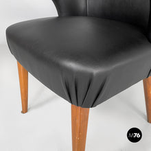 Load image into Gallery viewer, Armchairs in black leather and wood, 1960s
