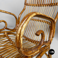 Load image into Gallery viewer, Armchairs with armrest in rattan, 1960s
