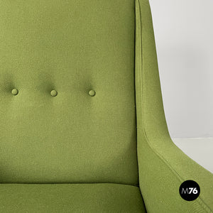Armchairs in green fabric, 1950s