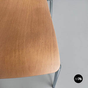 Chair in light wood and metal, 1980s