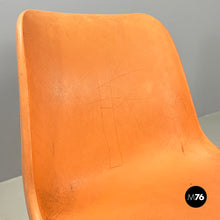 Load image into Gallery viewer, Stackable chairs in orange plastic and black metal, 2001
