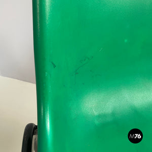 Stackable chairs in green plastic and black metal, 2000s