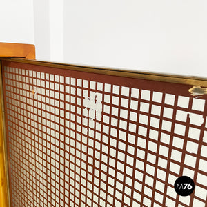Sideboard in wood, brass and glass, 1940s