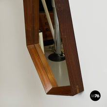 Load image into Gallery viewer, Wall mirror in wood and black leather, 1960s
