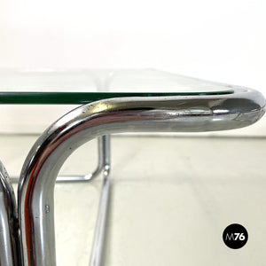 Coffee tables in glass and chromed steel, 1970s