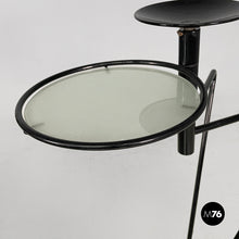 画像をギャラリービューアに読み込む, Coffe table with ashtray in black metal and glass, 1980s
