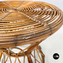 将图片加载到图库查看器，Round coffee table in rattan, 1960s
