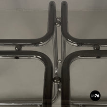 画像をギャラリービューアに読み込む, Dining table in smoked glass and steel, 1970s
