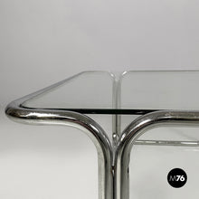 Load image into Gallery viewer, Coffee table in glass and chromed steel, 1970s
