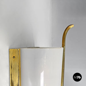 White plexiglass and gold metal applique, 1950s