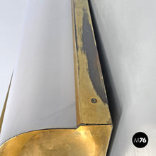 将图片加载到图库查看器，White plexiglass and gold metal applique, 1950s
