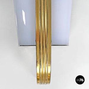 White plexiglass and gold metal applique, 1950s