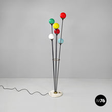 Load image into Gallery viewer, Floor lamp Alberello with six colorful glass diffusers by Stilnovo, 1950s
