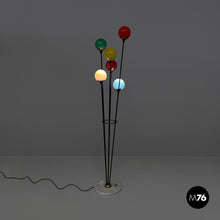 Charger l&#39;image dans la galerie, Floor lamp Alberello with six colorful glass diffusers by Stilnovo, 1950s
