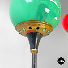 画像をギャラリービューアに読み込む, Floor lamp Alberello with six colorful glass diffusers by Stilnovo, 1950s
