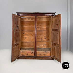 Two-door wooden wardrobe with decorations, early 1800s