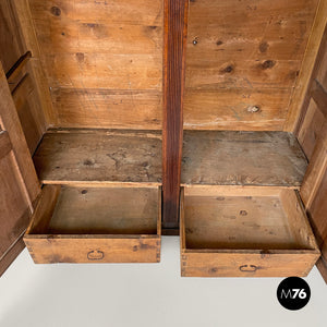 Two-door wooden wardrobe with decorations, early 1800s