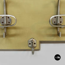 画像をギャラリービューアに読み込む, Wooden and metal wall coat rack, 1950s

