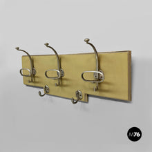 画像をギャラリービューアに読み込む, Wooden and metal wall coat rack, 1950s
