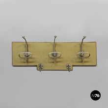 画像をギャラリービューアに読み込む, Wooden and metal wall coat rack, 1950s
