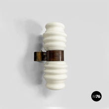 Load image into Gallery viewer, Wall lamps in opaline glass and brass, 1950s
