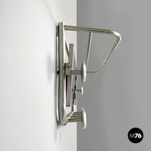 Charger l&#39;image dans la galerie, Aluminum wall coat rack with mirror, 1940s
