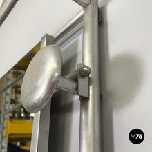 Charger l&#39;image dans la galerie, Aluminum wall coat rack with mirror, 1940s
