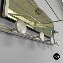 Charger l&#39;image dans la galerie, Aluminum wall coat rack with mirror, 1940s
