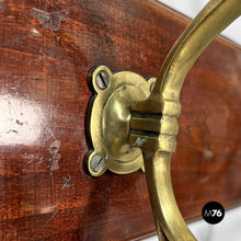 Carica l'immagine nel visualizzatore di Gallery, Wall coat rack in wood and brass, 1920s

